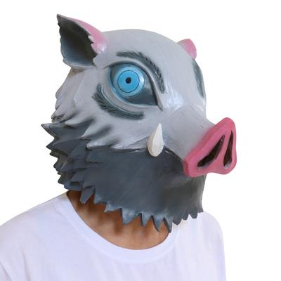 Halloween Cosplay Mask Costume Hashibira Inosuke Masquerade Pig Mask Latex Headgear