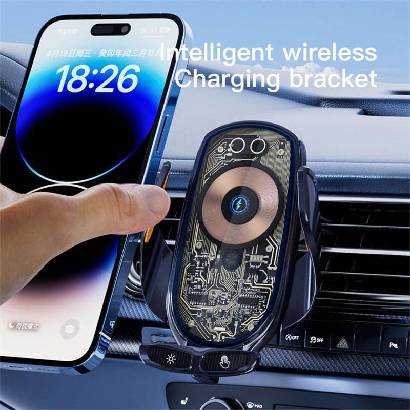 New V6 High Quality Punk Style Fast Wireless Charging Mobile Phone Holder Mobile Installation Mobile Phone Charger 66W