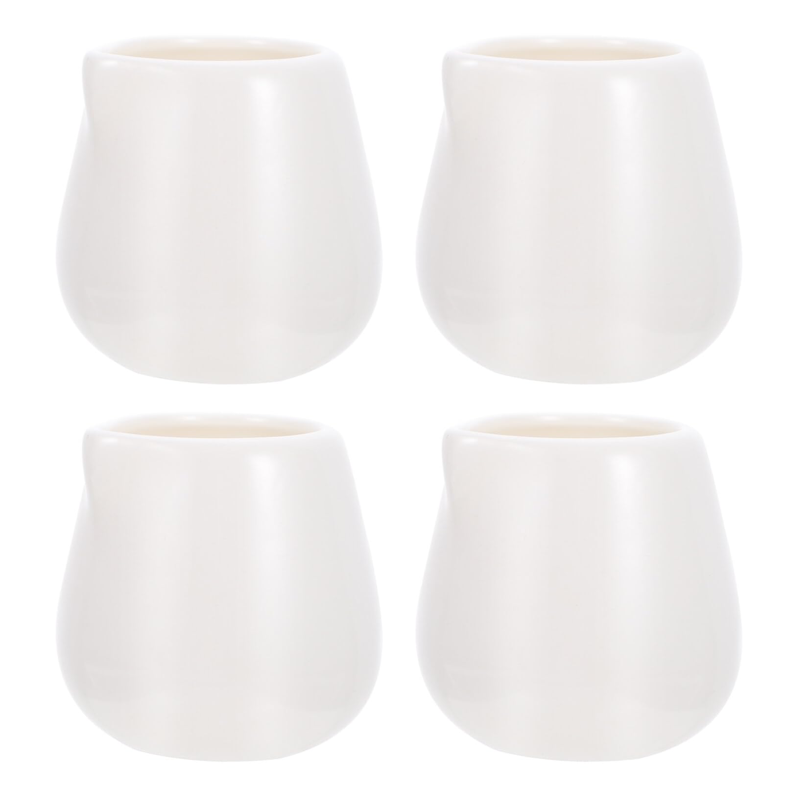 NUOLUX Milk Pitcher, Set of 4, Mini Ceramic, White, Handleless, Sauce Cup, 2.2-inch Square, 2.2-inch Tall, Multi-purpose Coffee Jug, for Home & Restau
