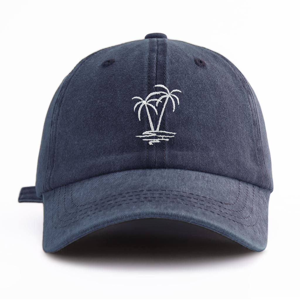 1pc Coconuttree Embroidery Washed Baseball Cap For Adults,Minimalist Retro Style Casual Soft Adjustable Dad Hat, Perfect As Gift