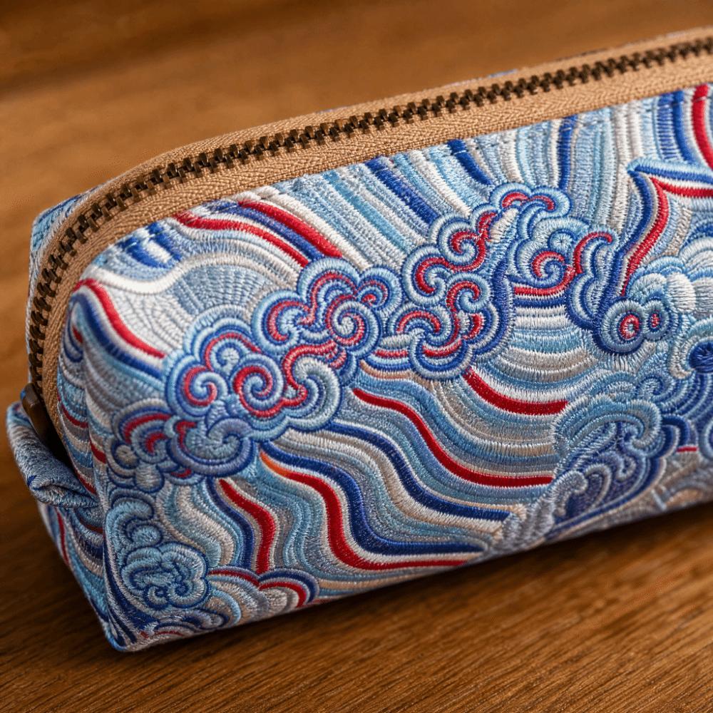 Soft Touch Pencil Case Chinese Style Stationery Case Retro Makeup Brush Bag Students