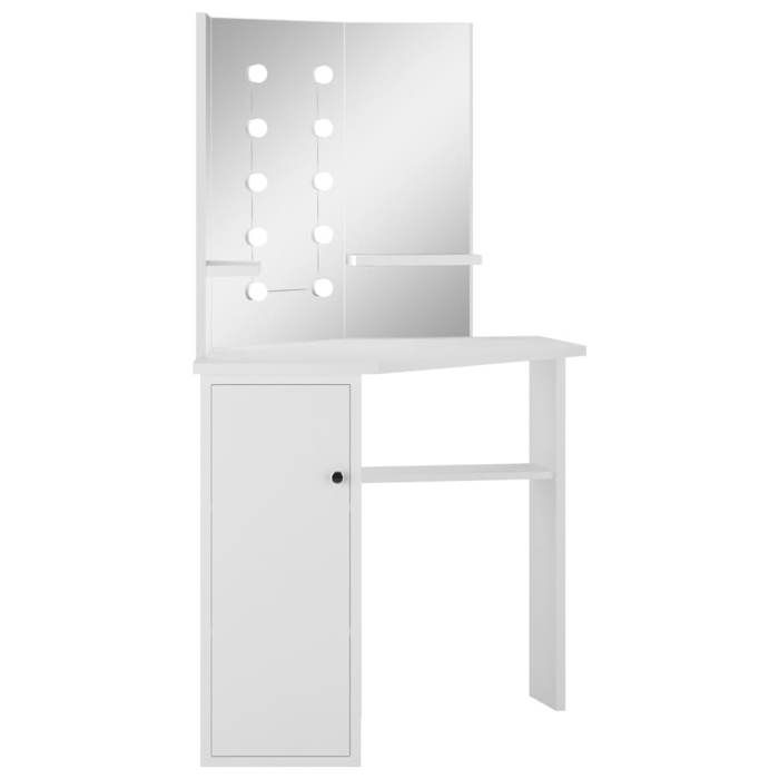 VidaXL Coiffeuse d'Angle avec Lumière LED Table de Maquillage Table Cosmétique Table de Dressing-room Meuble de Chambre à 288450