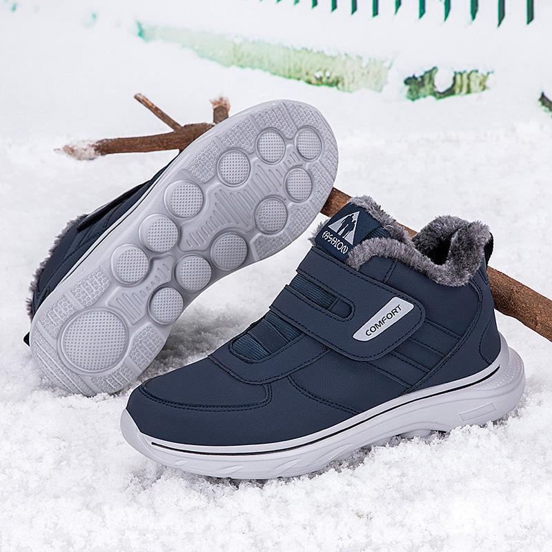 Winter Velvet Soft-soled Men's Walking Shoes High-top Waterproof Snow Boots Warm Cotton Shoes Men's Elderly Shoes Dad Shoes