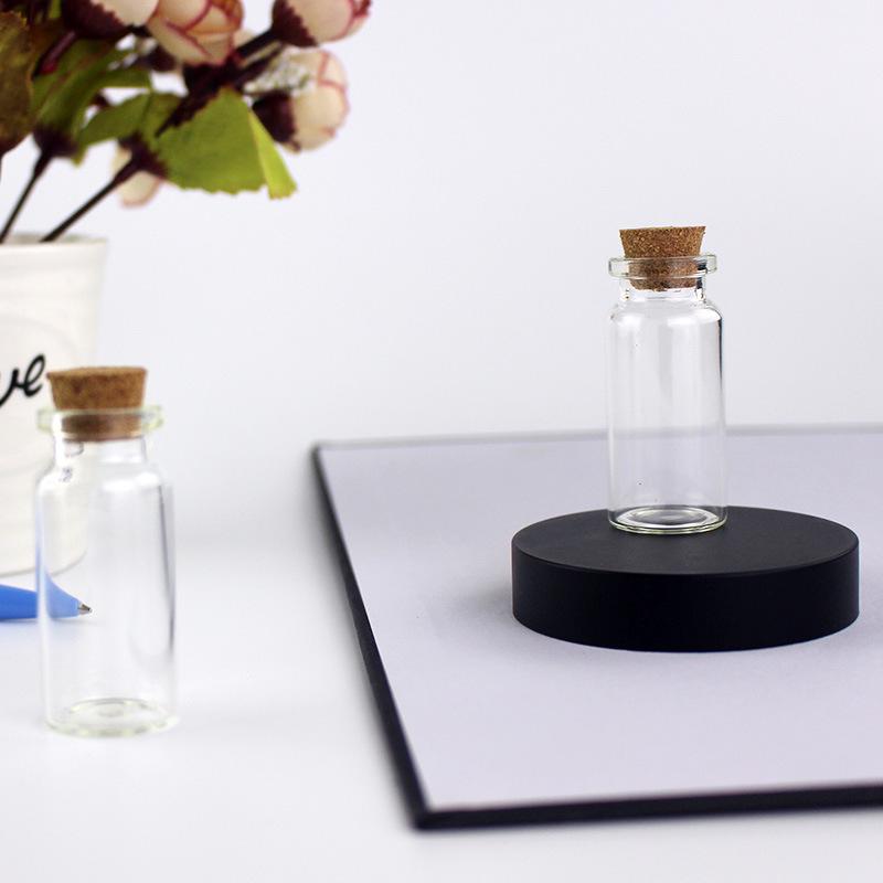 1mL Drift Bottle: Wood Stopper, Glass, Aluminum Lid – Creative Mini Wishing Bottle for Decor.