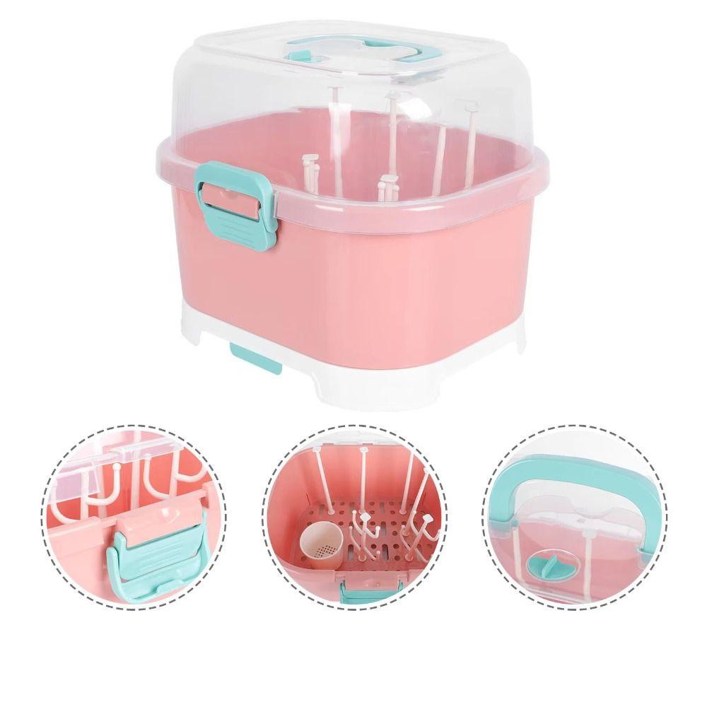 With Cover Nursing Bottle Storage Box Dustproof Baby Bottle Organizer Outdoor Travel