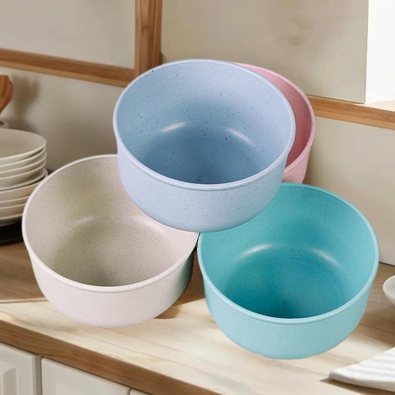 Solid Color Wheat Straw Bowl Kitchen Dining Tableware Fruit Vegetable Dessert Rice Bowl Lightweight Food Bowls Household