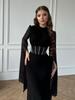 Spring Women's Elegant Flowy Long-Sleeve Dress - European American 2025 Style