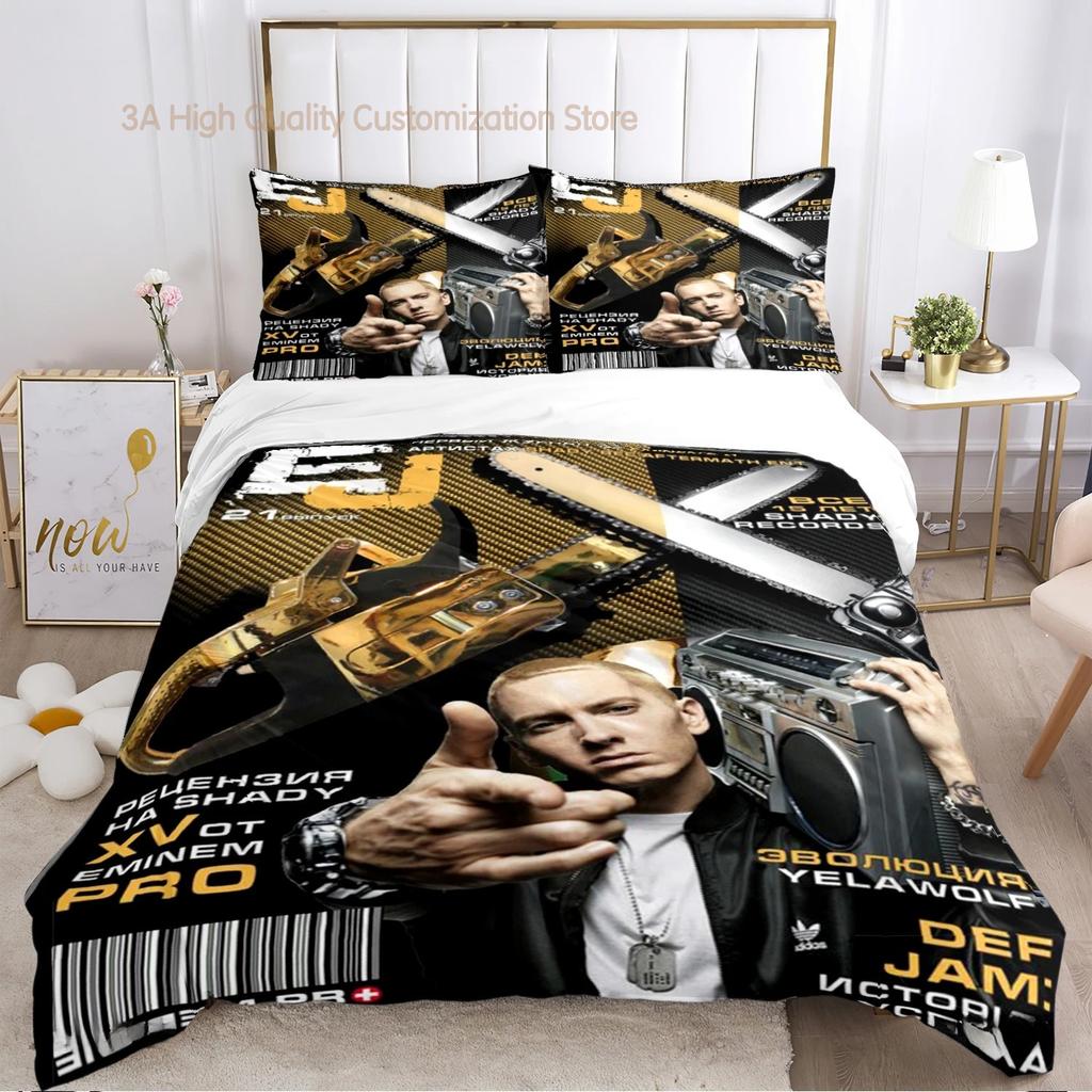 Eminem cantante hip-hop Copripiumino per tutte le stagioni Piumino Set biancheria da letto Copripiumino morbido e federe Singolo/Matrimoniale/Queen/King