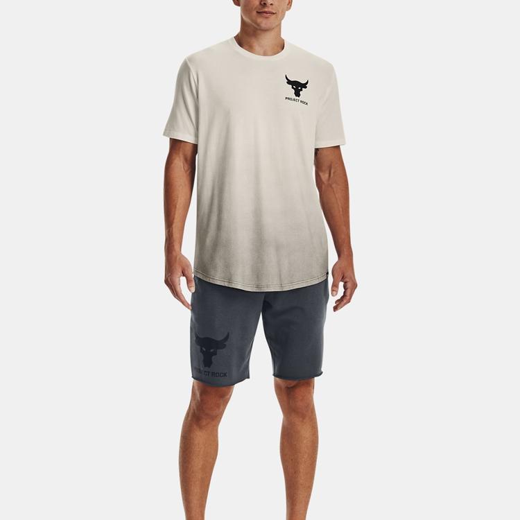 Under Armour Retro Graphic Print Crew Neck Short Sleeve T-Shirt Men Tops Ivory 1378906-130