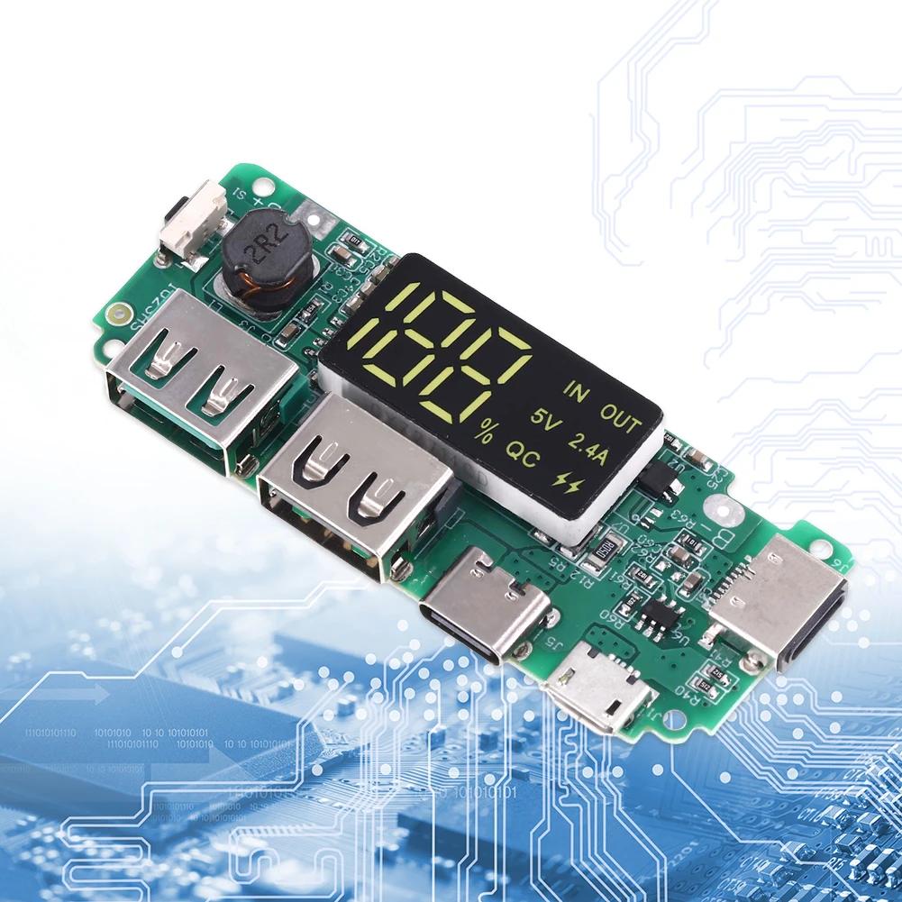 1-10pcs Mini 18650 Charging Module LED Dual USB 5V2.4A 2A /1A Micro/Type-C USB Mobile Power Bank Lithium Battery Charger Board