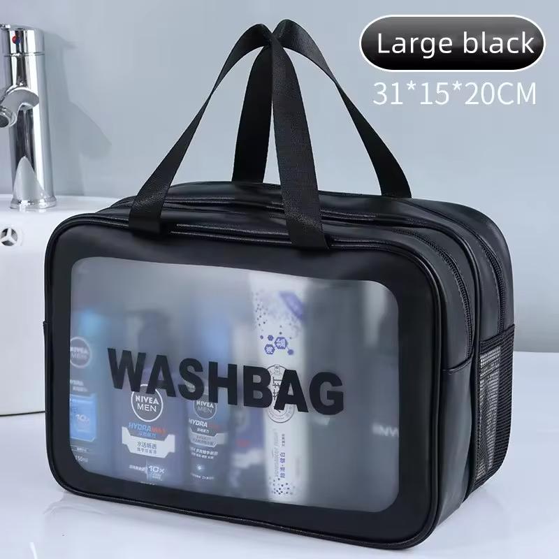 Dry-wet Separation Double Transparent PU Makeup Bag Portable Washing Bag Cosmetic Storage Bag Travel Fitness Swimming Essentials