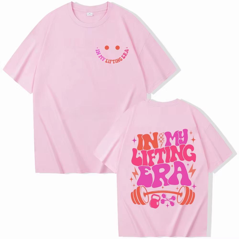 Be Happy Lift Heavy Tee Shirt for Women Funny Workout Weightlifting Graphic Tops Gym Mommy Short Sleeve T-shirts Female Clothing