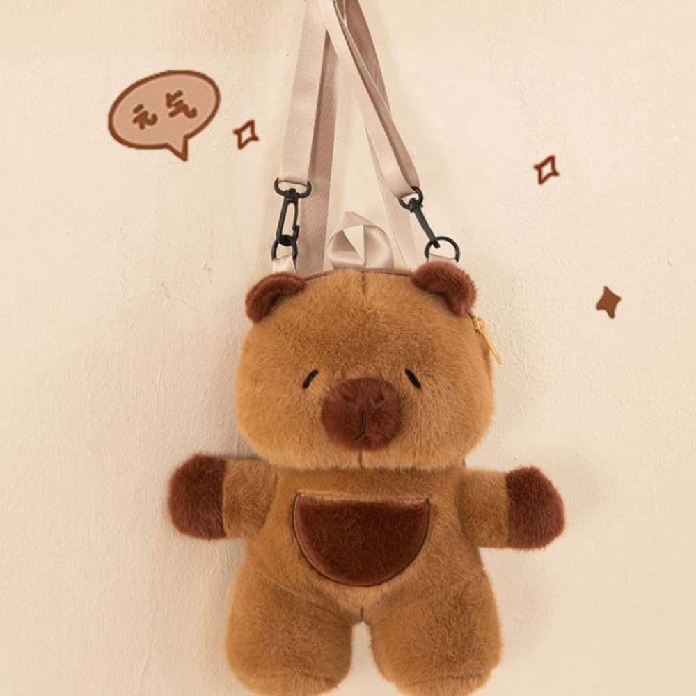 Stuffed Capybara Crossbody Bag Animal Cartoon Cartoon Backpack  Female Lady Girl