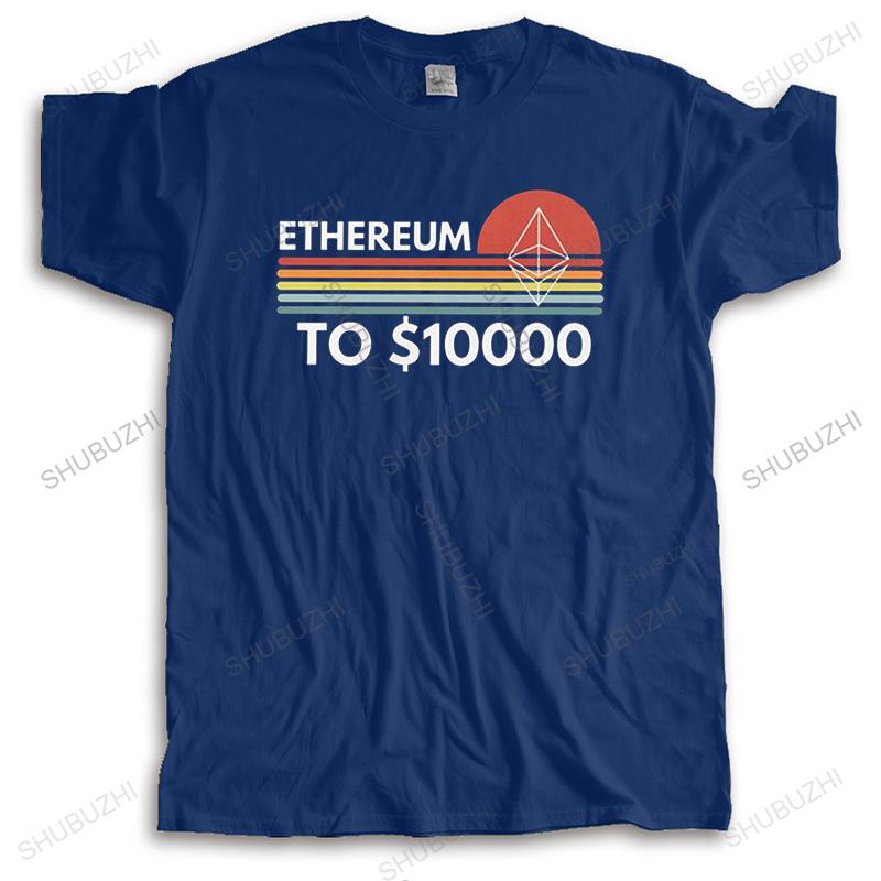 Ethereum To 10000 Dollars T Shirt Men ShortSleeve Crypto ETH Blockchain Cryptocurrency Tshirts Streetwear Tee Cotton Tshirt S