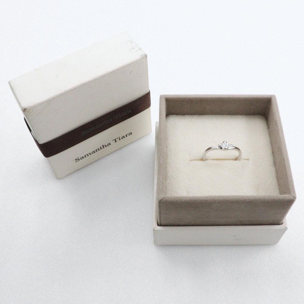 Samantha Tiara heart Ring 3P K18 white gold/diamond #5.6(US Size) heart 2.5g Women Used