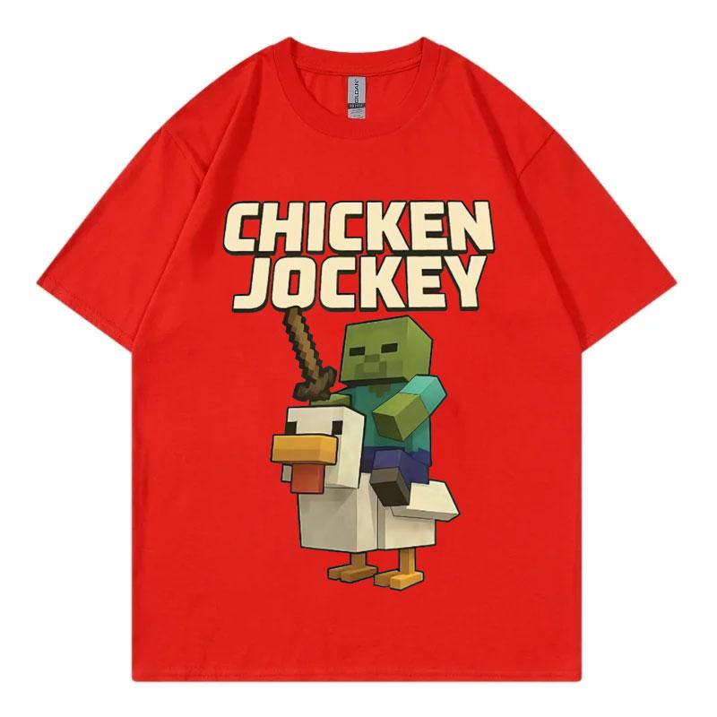 Chicken Jockey Game Cartoon Graphic T Shirt High Quality Fashion Short Sleeve Tshirt Men Women Casual Oversized Cotton Tshirts