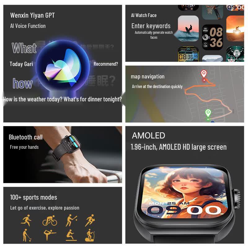KUMI KU7 Plus AI Smartwatch with Bluetooth Calling (CN version)