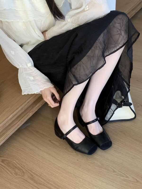 

Fashion Retro Women Shoes Sandals Ladies Slim Heels Mary Jane Square Toe Shallow Mouth African Spring Slimming Lolita Dress Block 3cm Me 35