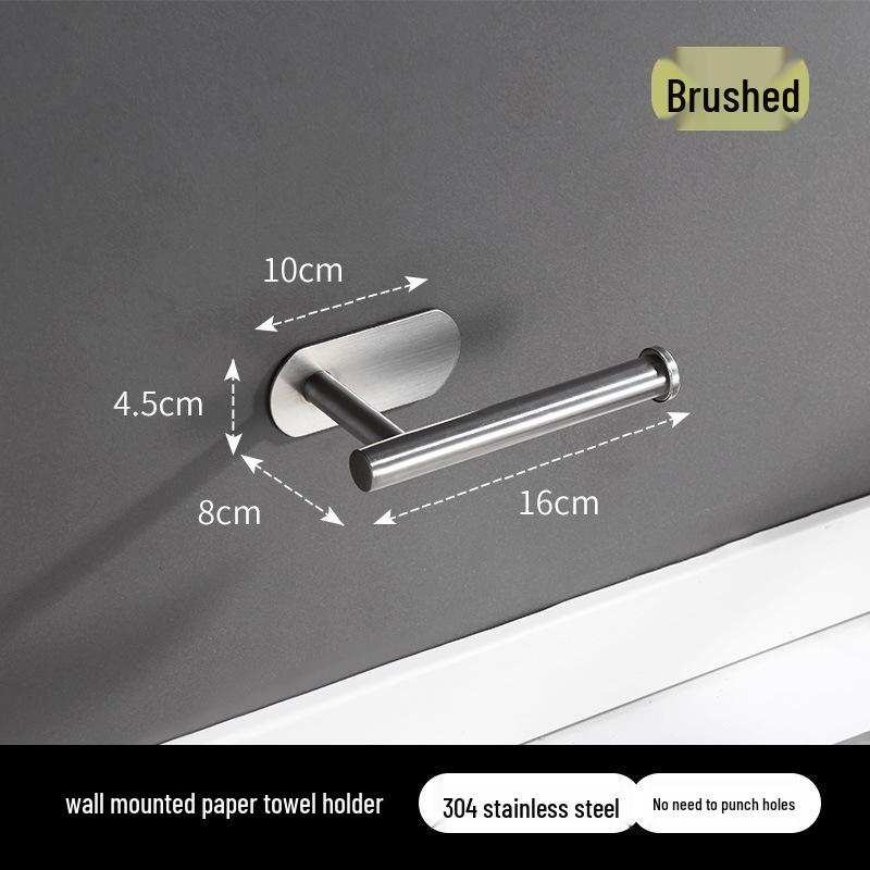 Punch-Free Wall-Mounted 304 Stainless Steel Tissue and Cling Film Holder for Kitchen Cabinets