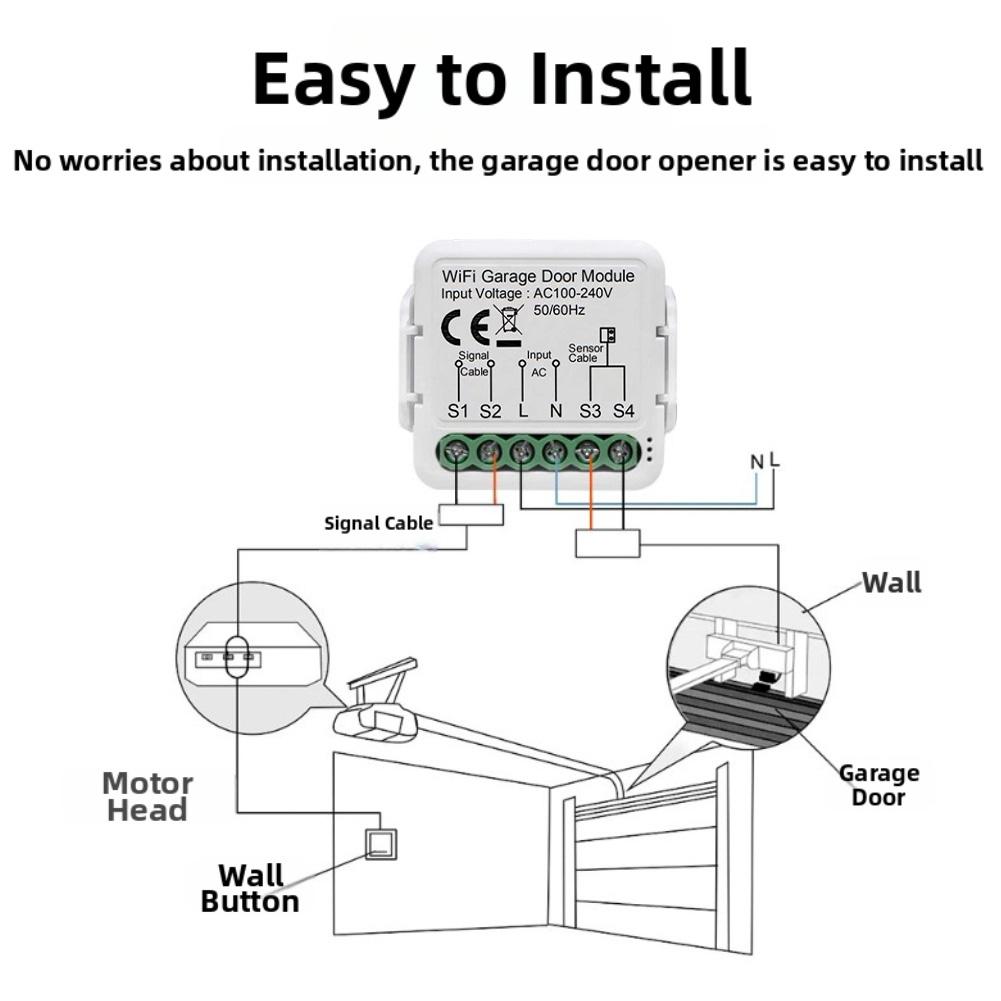Voice Enabled For WiFi Smart Garage Door Controller with Remote Countdown Timer and App Control for Secure Door Management
