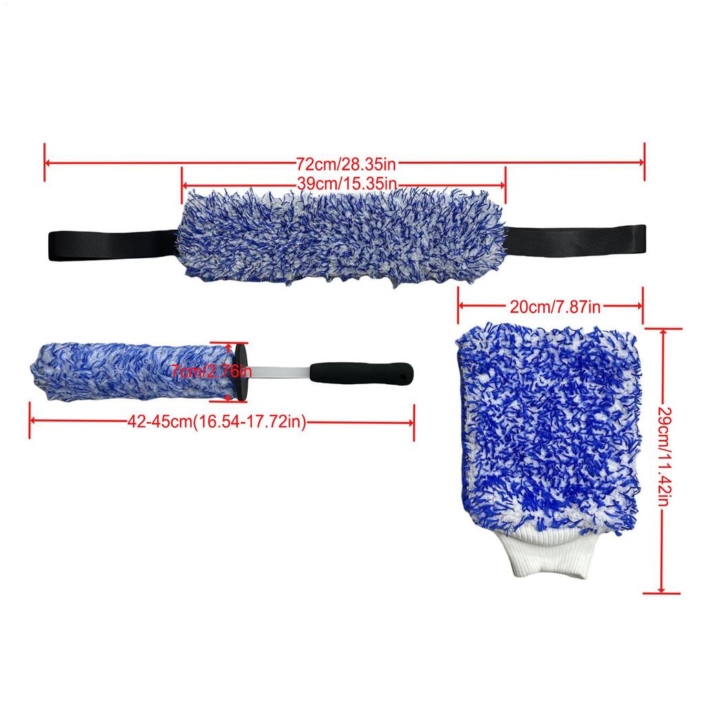 3pcs Car Wheel Cleaning Brush Set, Microfiber Bendable Wheel Detailing Brush,Soft No-Scratch SUV RV Car Wheel Rim Cleaner Brush