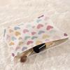 1pc Corduroy Makeup Bag Heart Pattern Large Capacity Cosmetic Pouch Zipper Portable Toiletry Storage Bag for Women
