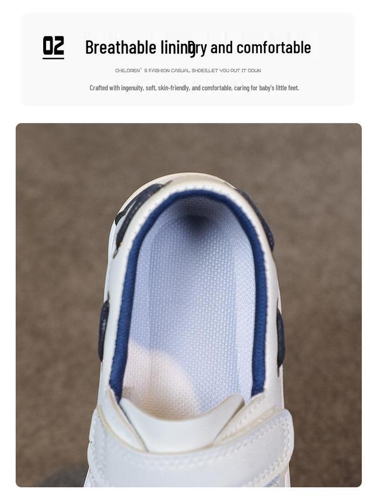 Korean Style Low-Top Leather Slip-On Loafers for Boys & Toddlers - Soft Sole Casual Shoes