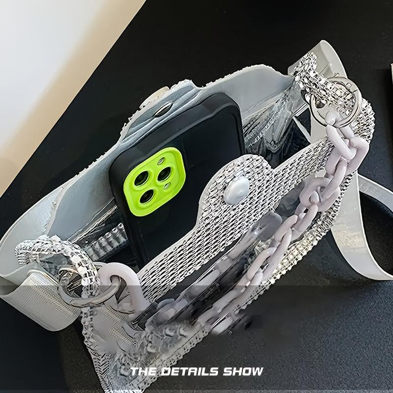 1pc Women' Sparkling Crossbody Bag Handbag Suitable for Music Festivals, Parties, Everyday Use Buckle Closure Messenger Bag