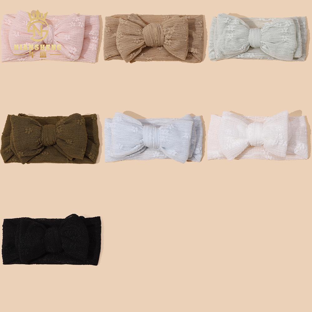 Newborn Princess Embroidered Bow Mesh Headband for Girls