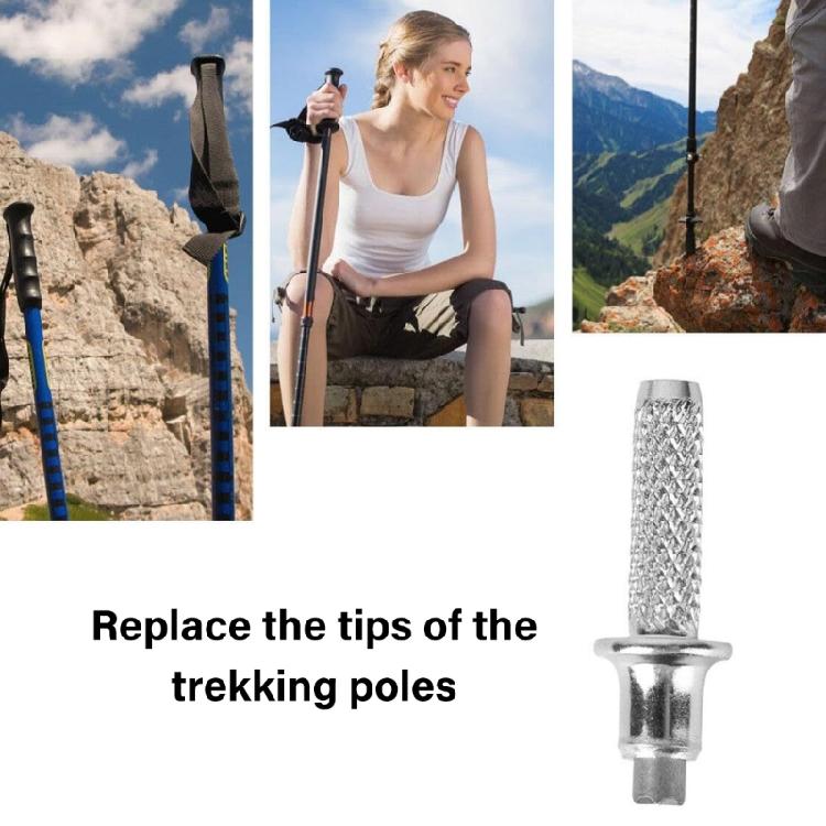 6Pcs Trekking Poles Tip Replacement Walking Cane Tip Metal Stick Feet Walking Poles Nonslip Spikes Easy to Use