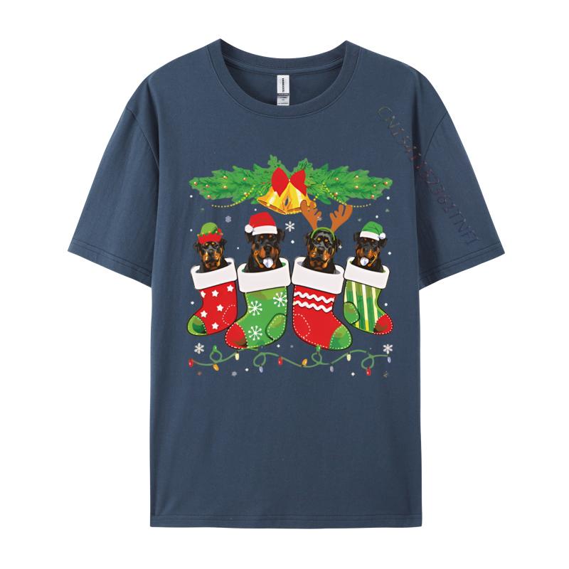 Cute Rottweiler Dog In Sock Christmas Tshirt Novelty Tops T Shirt Fashionable Cotton Unisex T Shirt Graphic T Shirts