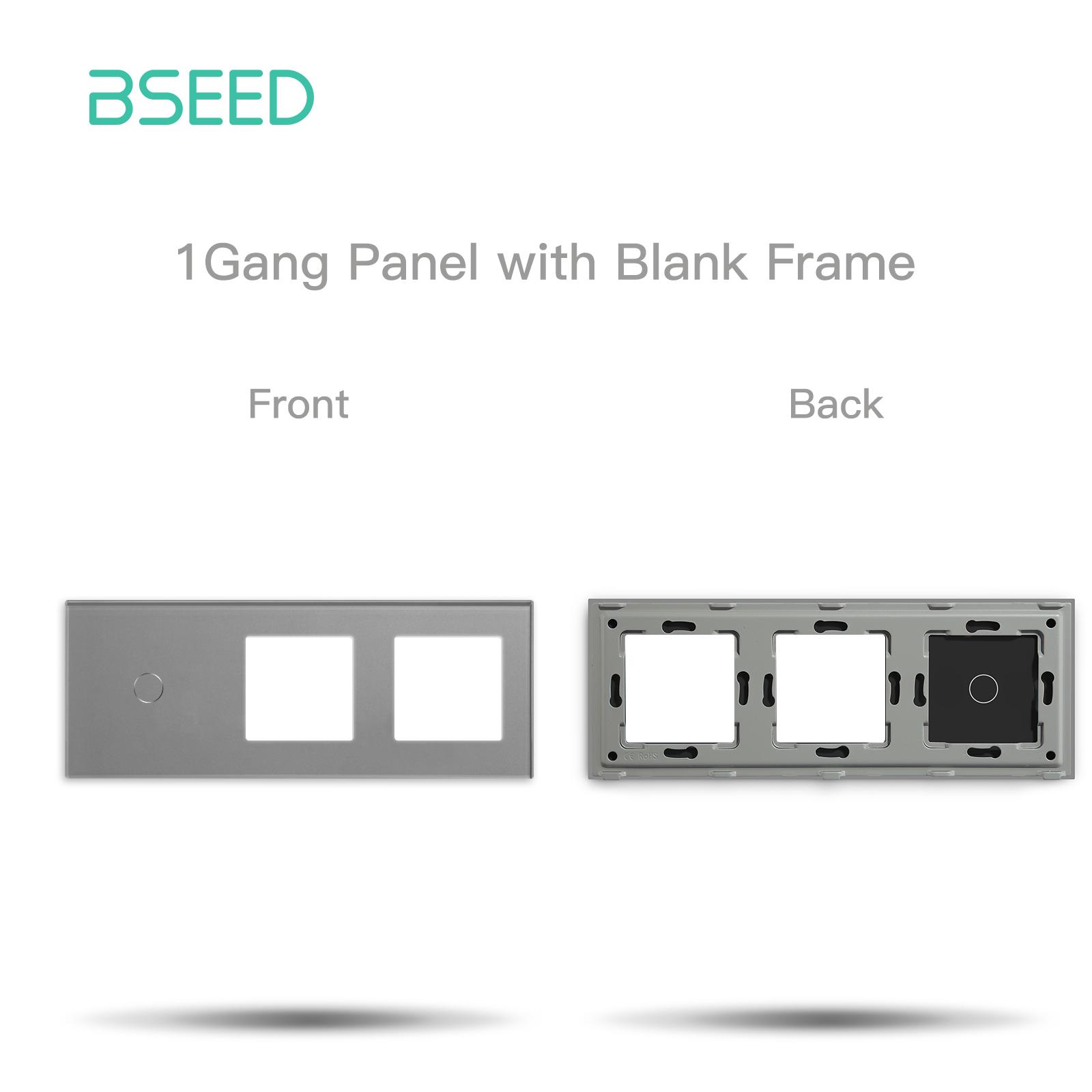 

BSEED EU Standard Triple Wall Switch Panel Glass Frame For Switch Part Socket Outlest 228mm Cyrstal Panel Only EU standard