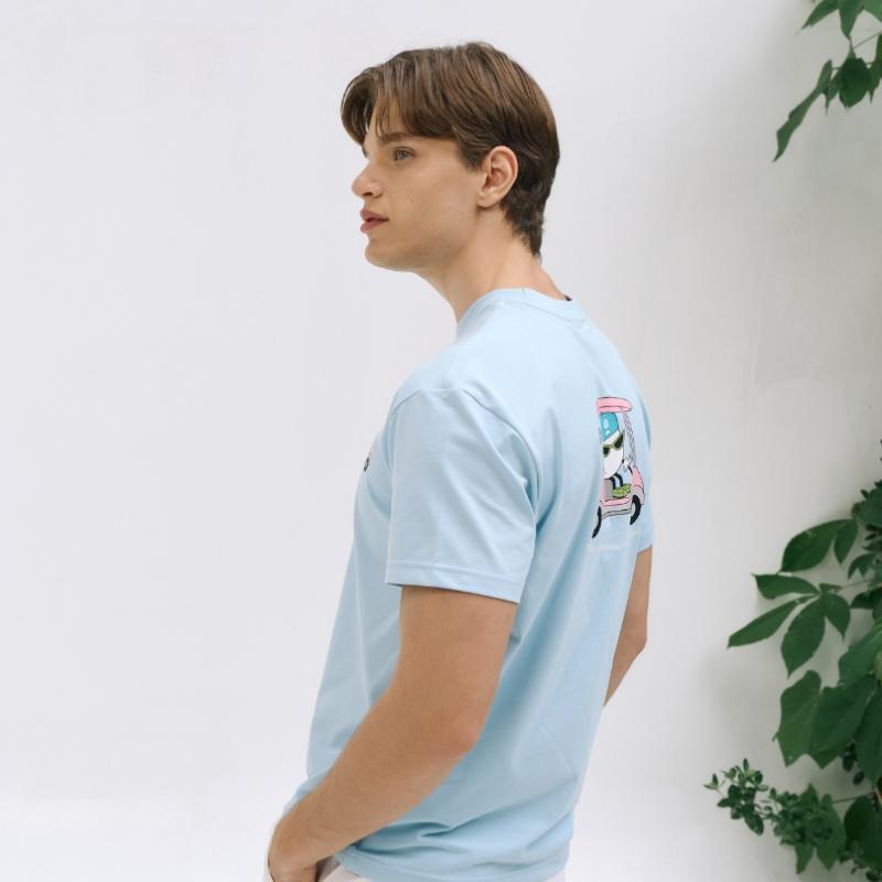 Goxo Men S STreTch Round T ShirT Sky Blue Swag carT