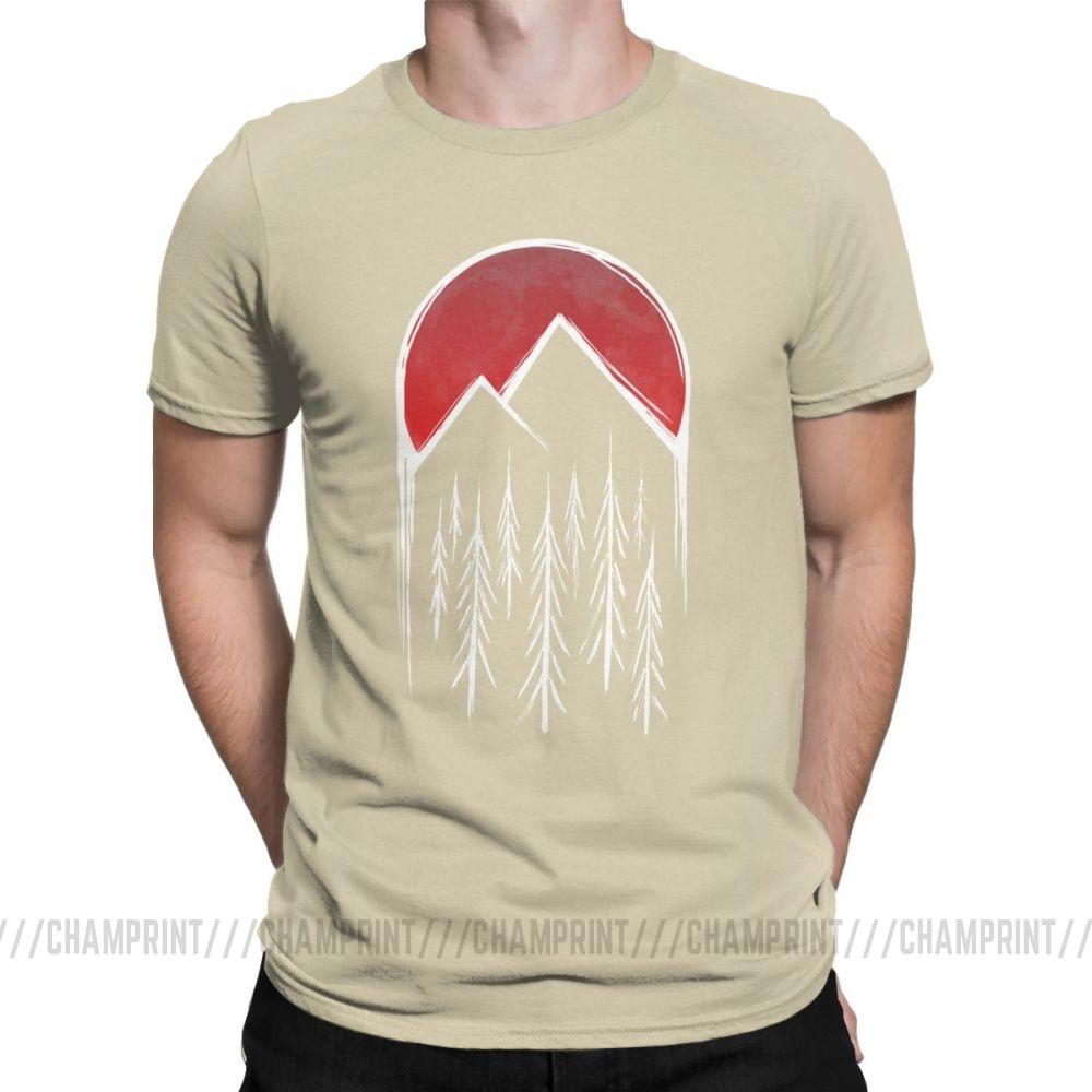 Twin Peaks T Shirts Men Red Pine Tree Moon High Quality Tops Short Sleeve