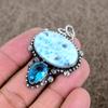 Republic Larimar, Topaz Gemstone 925 Sterling Silver Jewelry Pendant 1.97" KKG-320