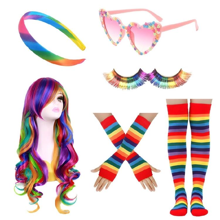 Rainbow Tutus Skirt Flower Headband Rainbow Rave Outfit Rainbow Costume Accessories Halloween Dressing Up Cosplay Costume