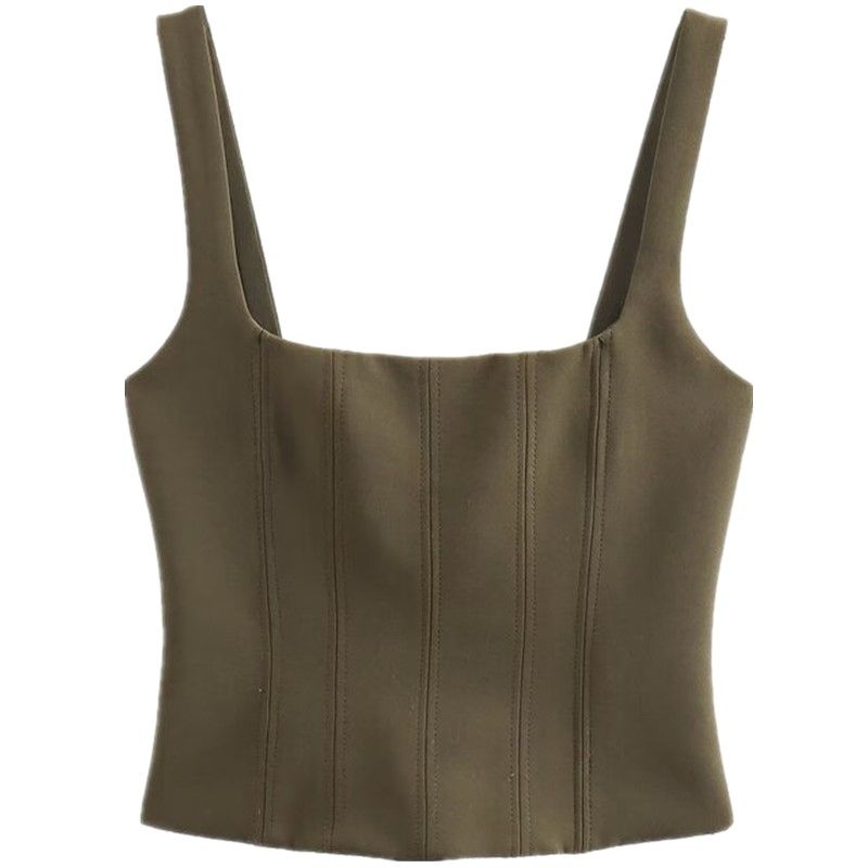 

Fashion Style Summer New Arrival Women s Clothing Stylish Sling Silm Easiest for Match Stretch Tops 8027717 505 Khaki XS