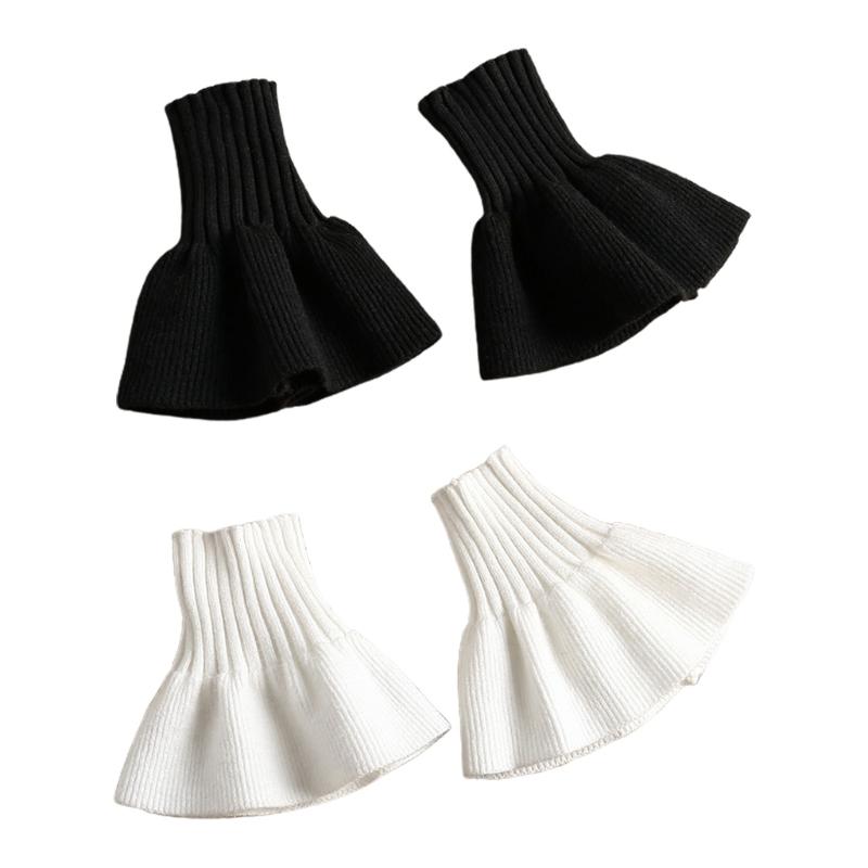 Gefälschte Flare-Ärmel Mädchen Plissee Falsche Manschetten für Frauen Pullover Pulswärmer Weibliche Weiße Horn Manschetten Zubehör