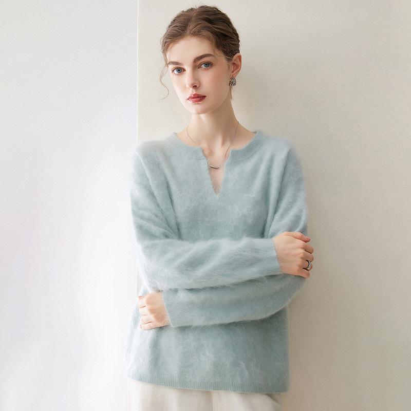 Le Kasha 2026 Pure Cashmere V-Neck Pullover - Warm, Loose, Brushed Top