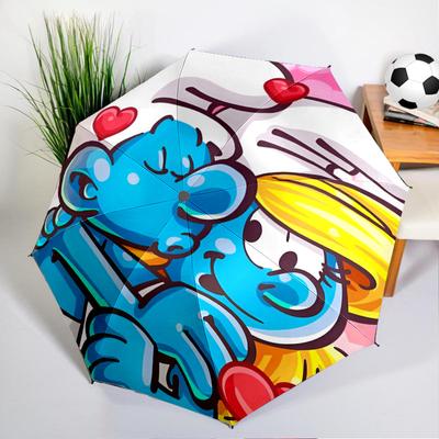 Blue Smur-f Characters Umbrella 8-Frame for Travel, Camping, Casual Lightweight Portable Umbrella, Essential for Every Family Holidays Gift