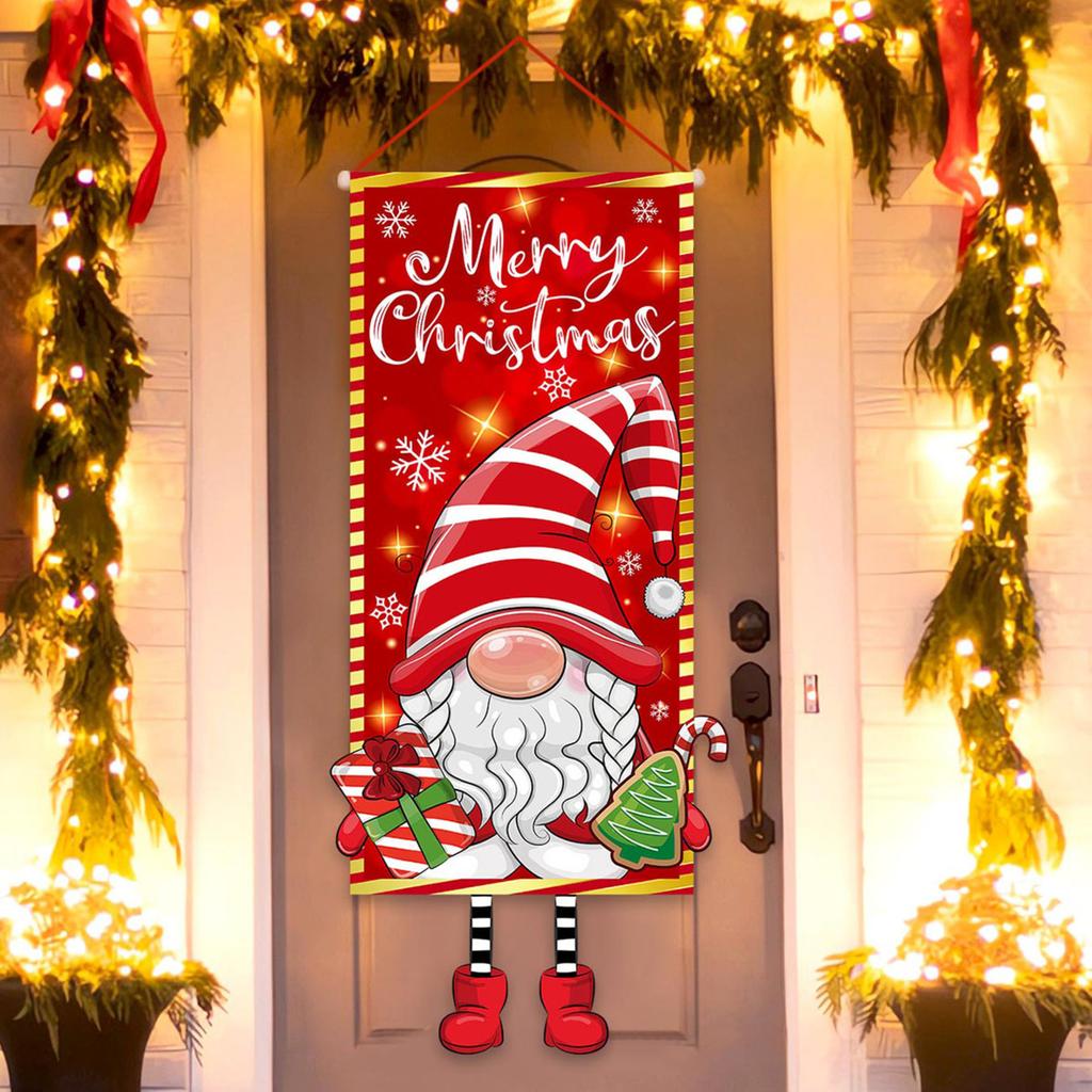 Christmas Door Curtain Flag Outdoor Gift Background Decoration