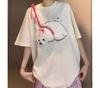 Women's Cute Cartoon Puppy Flocked Short Sleeve T-Shirt - Slimming Summer Casual Top