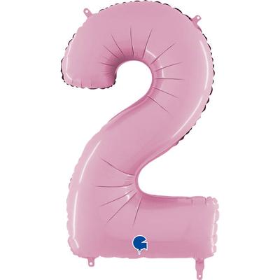 Foil Balloon Number 2 Pastel Pink, 66 Cm Grabo
