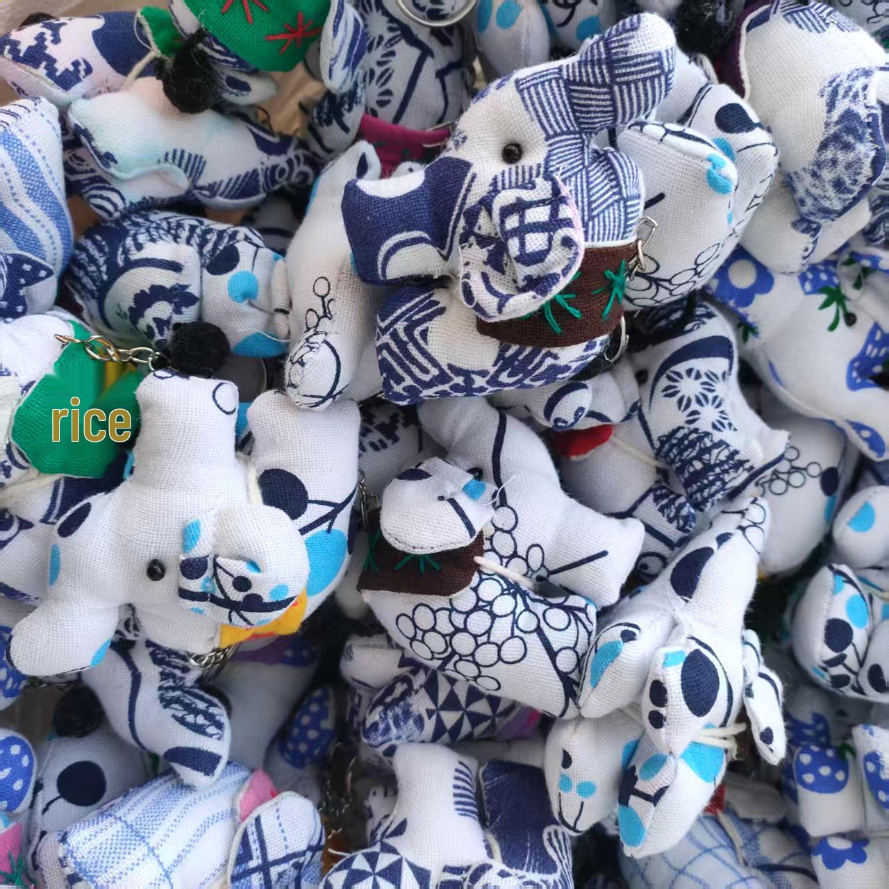 Handmade Thai Linen Elephant Keychain - Ethnic Style Bag Charm, Yunnan Souvenir