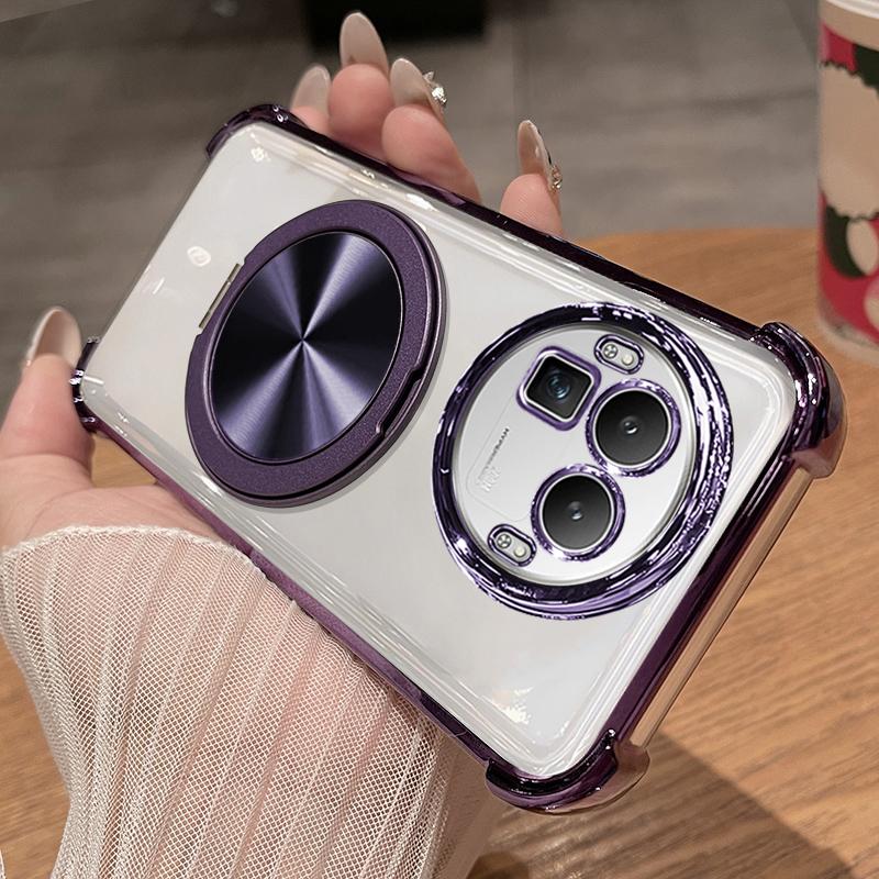 For Realme GT8 Pro Case Soft Clear Luxury Plating Magnetic Bracket Protection Phone Cover For Realme GT8 Shell Shockproof Bumper