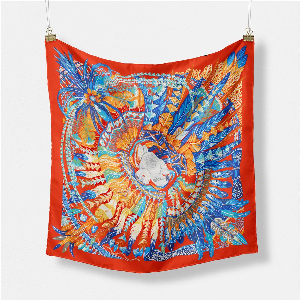 53cm Brand Square Scarf Women Design Horse Luxury Silk Scarf Bandana Headband Fashion Hijab Neckerchief For Ladies 2024 New