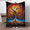 3D Abstract Tree Of Life Flannel Blanket Fluffy Children Sofa Plush Bedspread Throw Lunch Blanket for Sofa Bed Nap Cover Kids