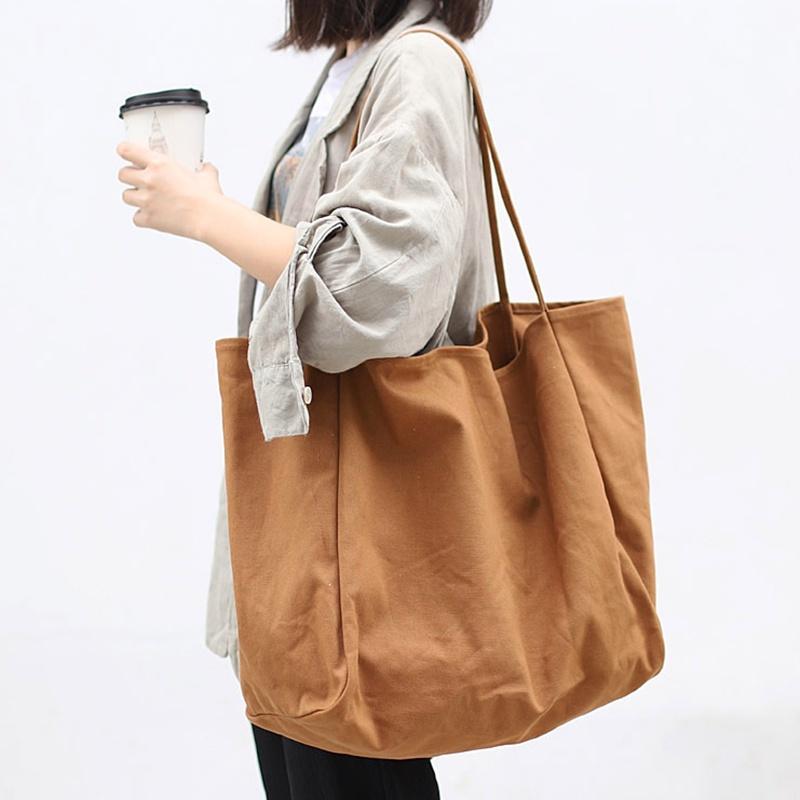 IELGY Simple Forest Style Large Capacity Literary Canvas Shoulder Bag Women