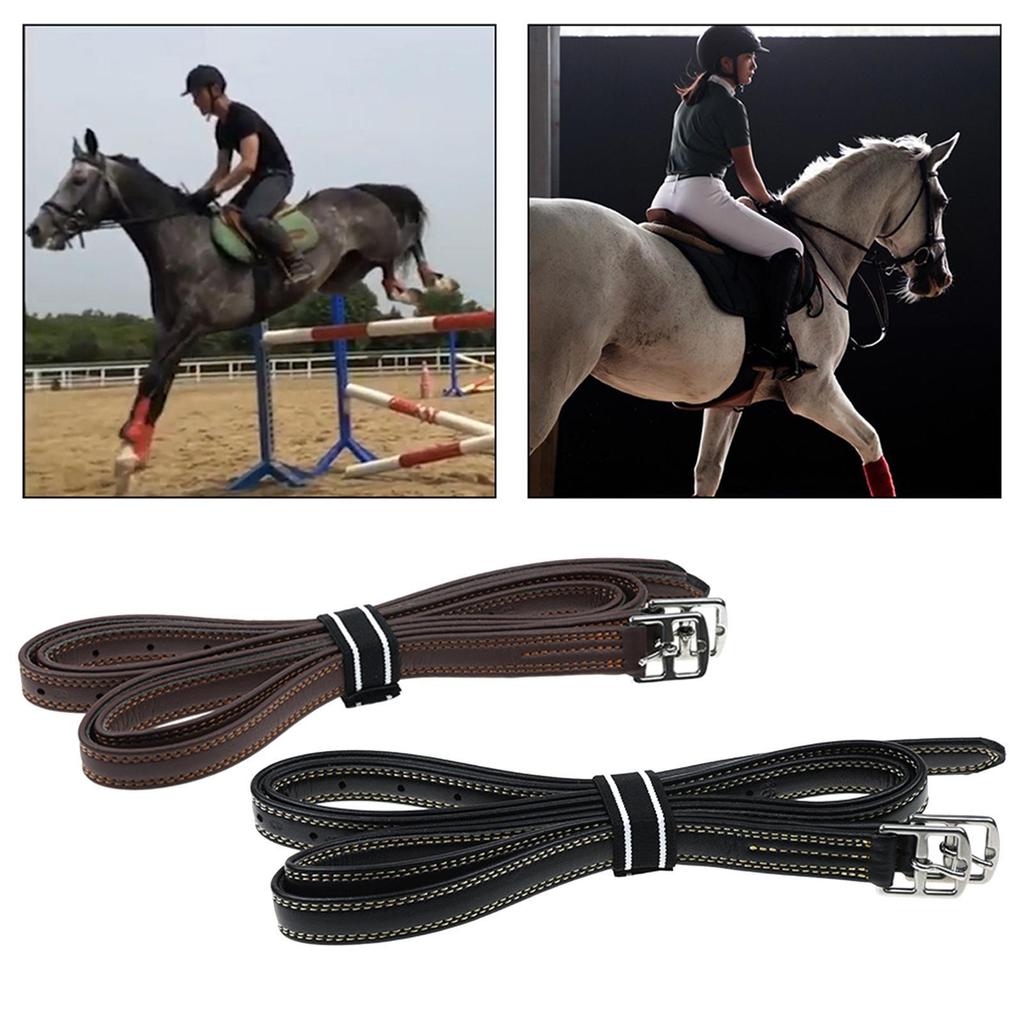 2Pcs Stirrup Leathers Equestrian Gear 1.35 M Length Supplies Premium Horse Riding Equipment with Stainless Steel Buckles