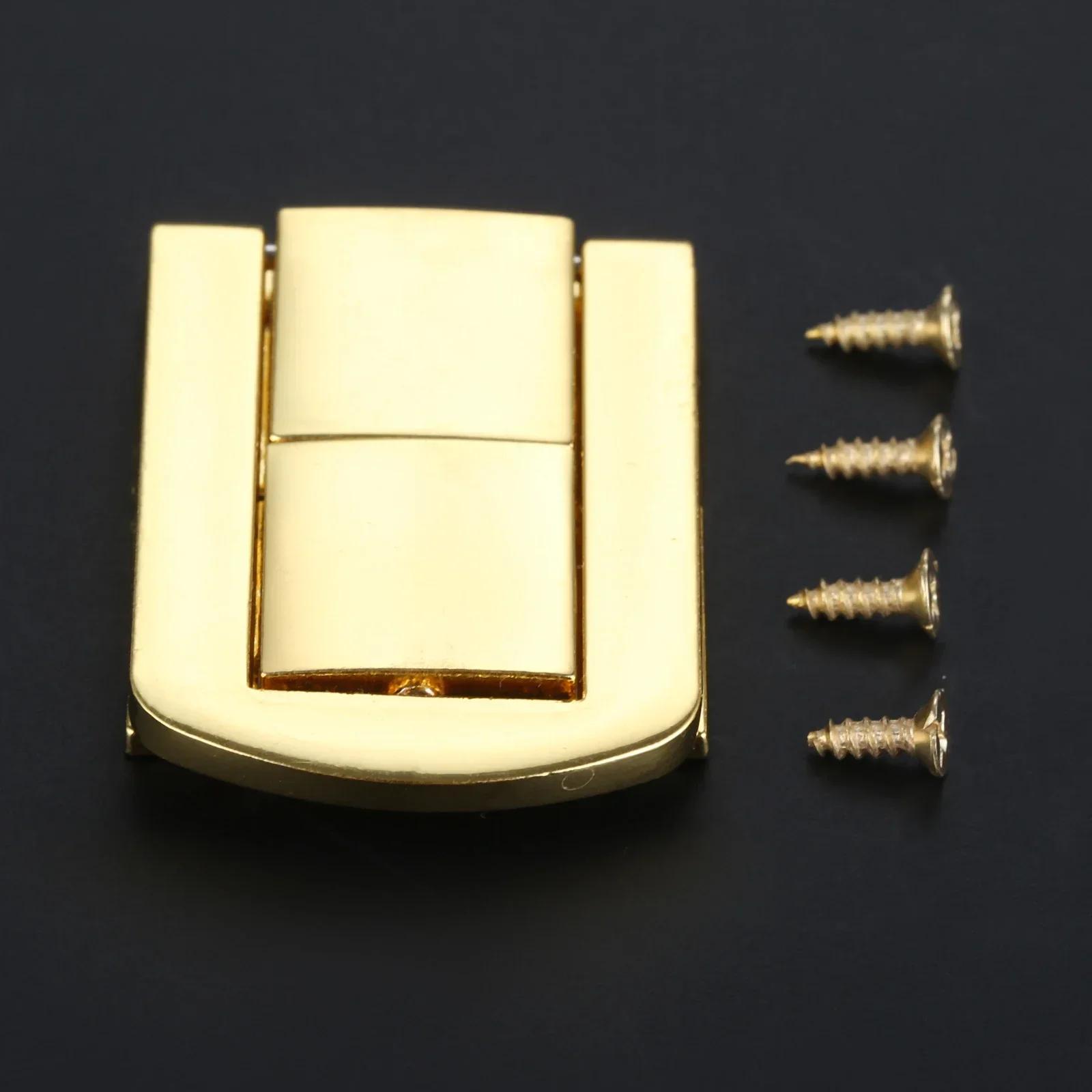 1Pc 43x32mm Zinc Alloy Antique Square Buckle Lock Wooden Wine Gift Box Lock Buckle jewelry Box Latch Clasps with Screws Hardware золотой